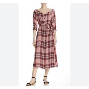Ashley Stewart Women Plaid Dress Sz. 18/20 NWT Pink Waist Tie Fit & Flare Dress